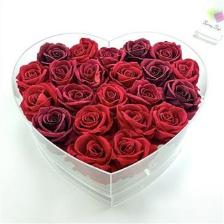 Rhodd Dydd San Ffolant Siâp Calon Blwch Blodau Rhosyn Acrylig Gyda Drôr